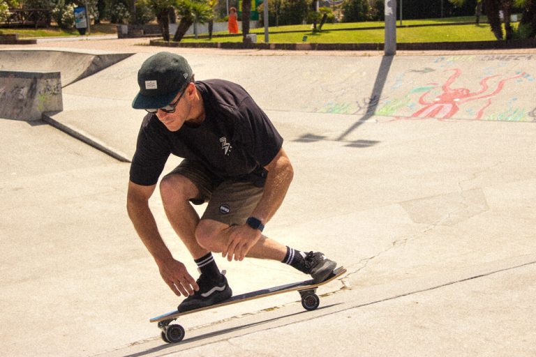 Craig hitting the skatepark with his Fish Curfboard